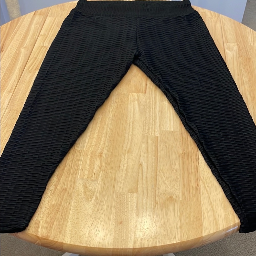 Newlook Sport Rouched Back Black Textured Leggings 2X